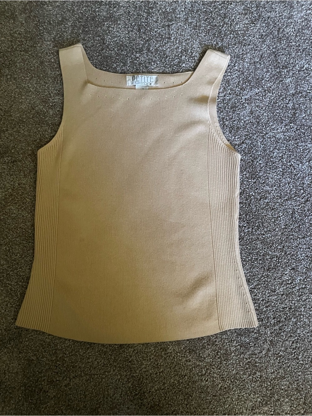 Petite Sophisticate Ribbed Tank Top in Camel Tan